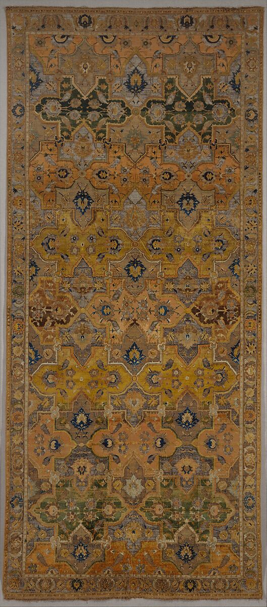 Polonaise Carpet, Cotton (warp and weft), silk (weft and pile), metal wrapped thread; asymmetrically knotted pile, brocaded