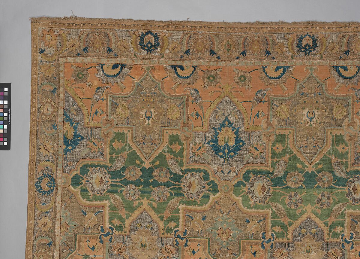 Polonaise Carpet, Cotton (warp and weft), silk (weft and pile), metal wrapped thread; asymmetrically knotted pile, brocaded