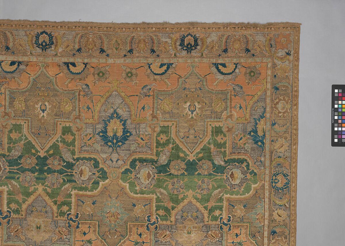 Polonaise Carpet, Cotton (warp and weft), silk (weft and pile), metal wrapped thread; asymmetrically knotted pile, brocaded