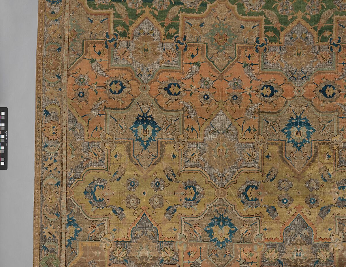 Polonaise Carpet, Cotton (warp and weft), silk (weft and pile), metal wrapped thread; asymmetrically knotted pile, brocaded