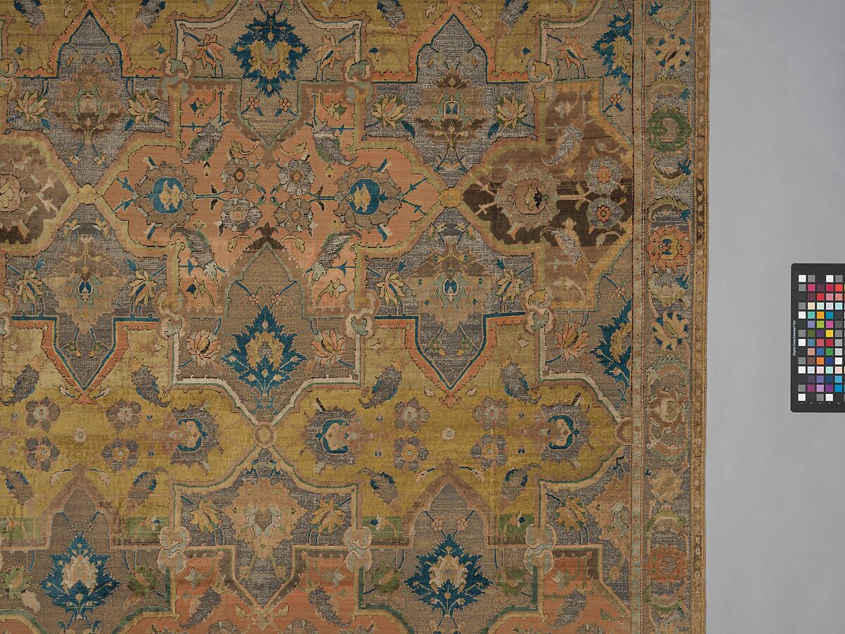 Polonaise Carpet, Cotton (warp and weft), silk (weft and pile), metal wrapped thread; asymmetrically knotted pile, brocaded