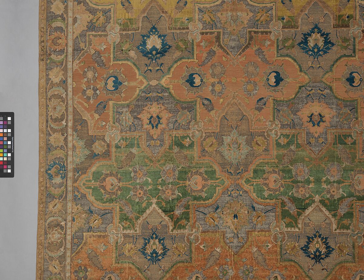 Polonaise Carpet, Cotton (warp and weft), silk (weft and pile), metal wrapped thread; asymmetrically knotted pile, brocaded