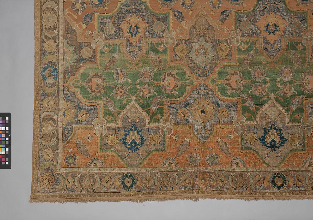 Polonaise Carpet, Cotton (warp and weft), silk (weft and pile), metal wrapped thread; asymmetrically knotted pile, brocaded