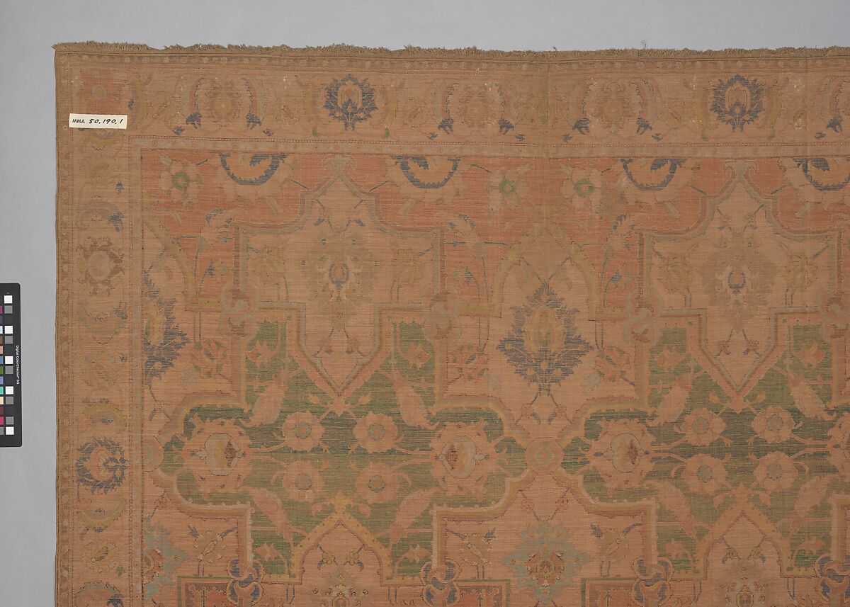 Polonaise Carpet, Cotton (warp and weft), silk (weft and pile), metal wrapped thread; asymmetrically knotted pile, brocaded