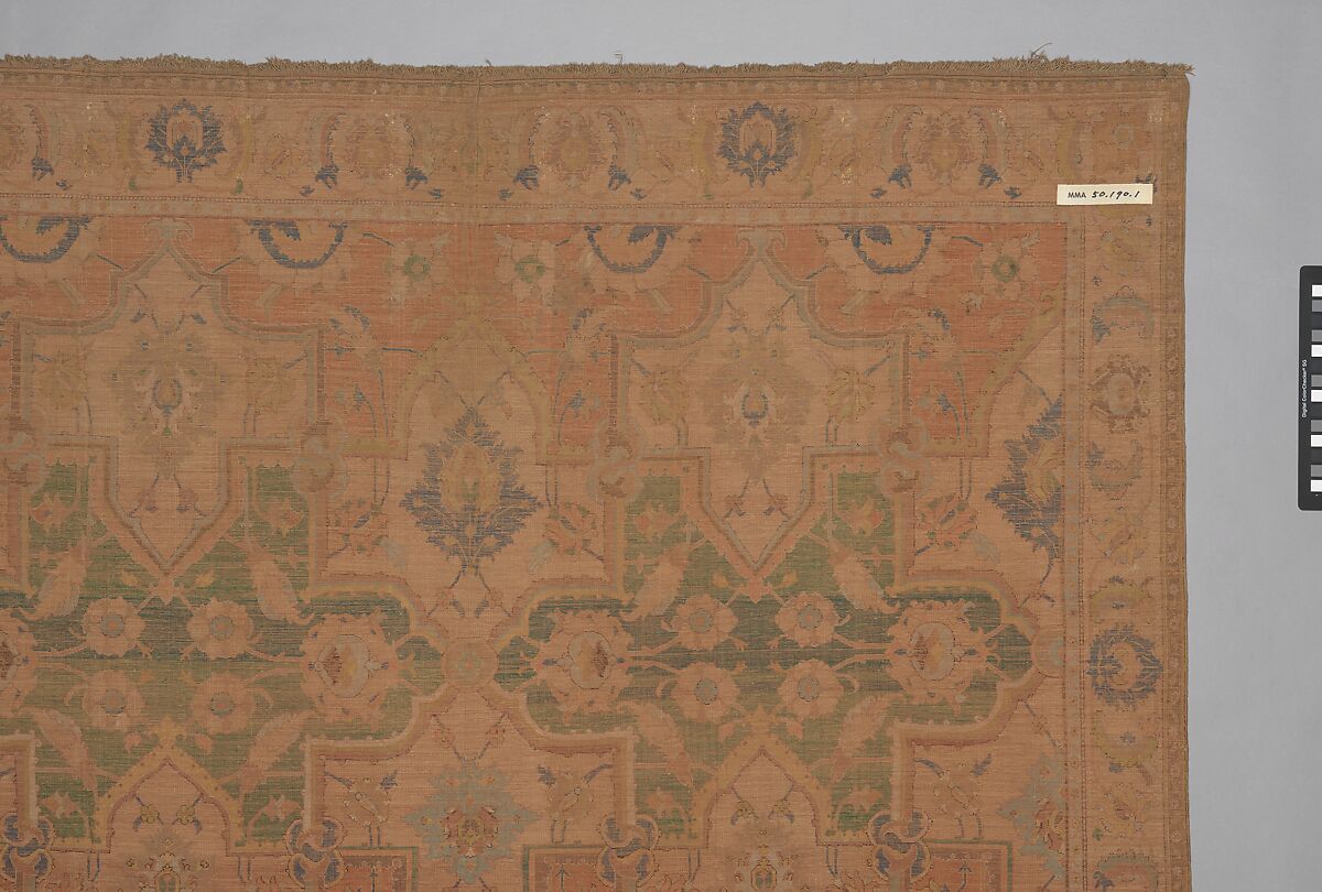 Polonaise Carpet, Cotton (warp and weft), silk (weft and pile), metal wrapped thread; asymmetrically knotted pile, brocaded