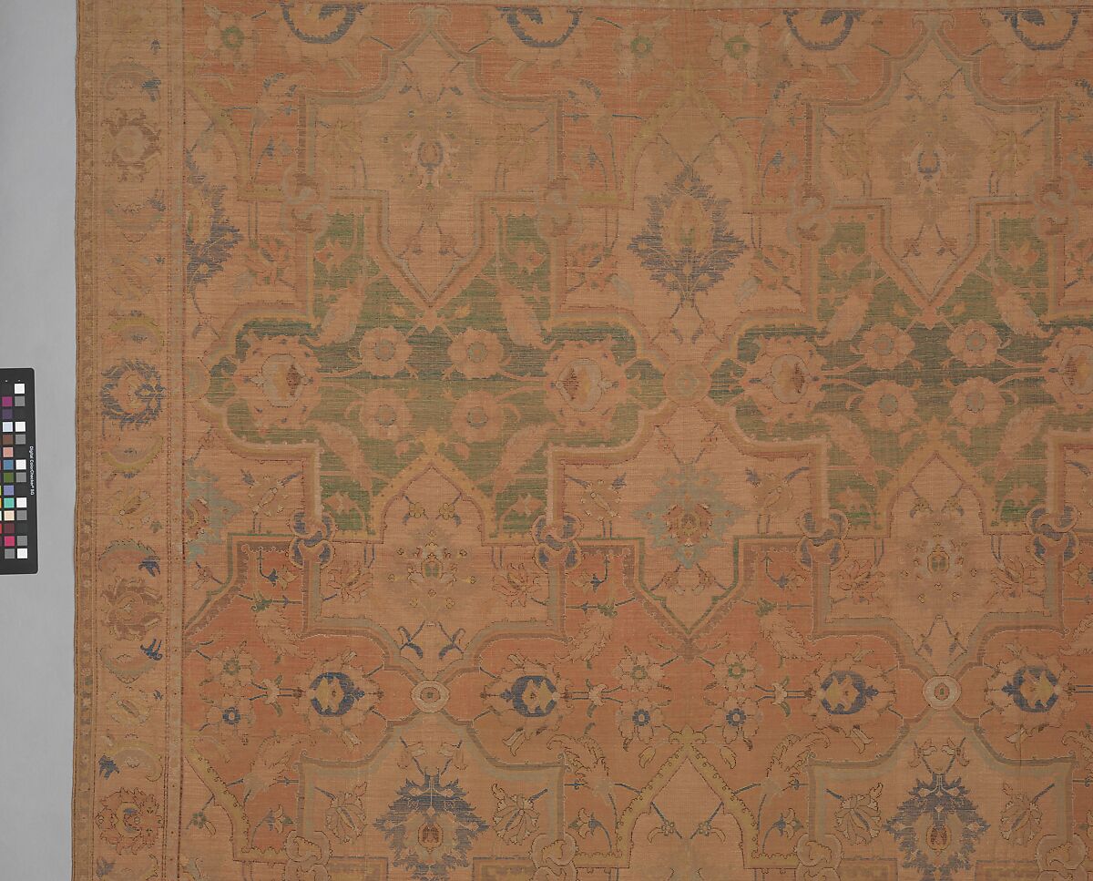Polonaise Carpet, Cotton (warp and weft), silk (weft and pile), metal wrapped thread; asymmetrically knotted pile, brocaded