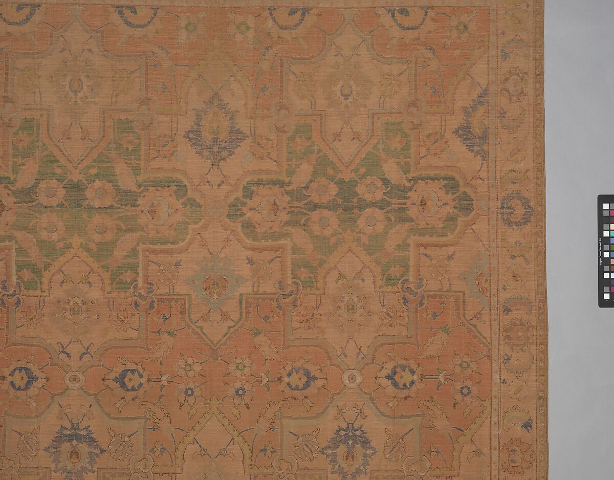 Polonaise Carpet, Cotton (warp and weft), silk (weft and pile), metal wrapped thread; asymmetrically knotted pile, brocaded