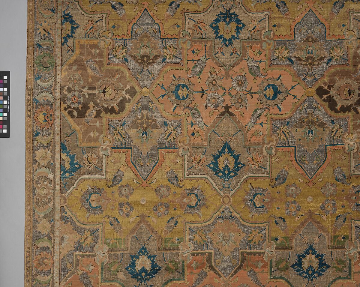 Polonaise Carpet, Cotton (warp and weft), silk (weft and pile), metal wrapped thread; asymmetrically knotted pile, brocaded