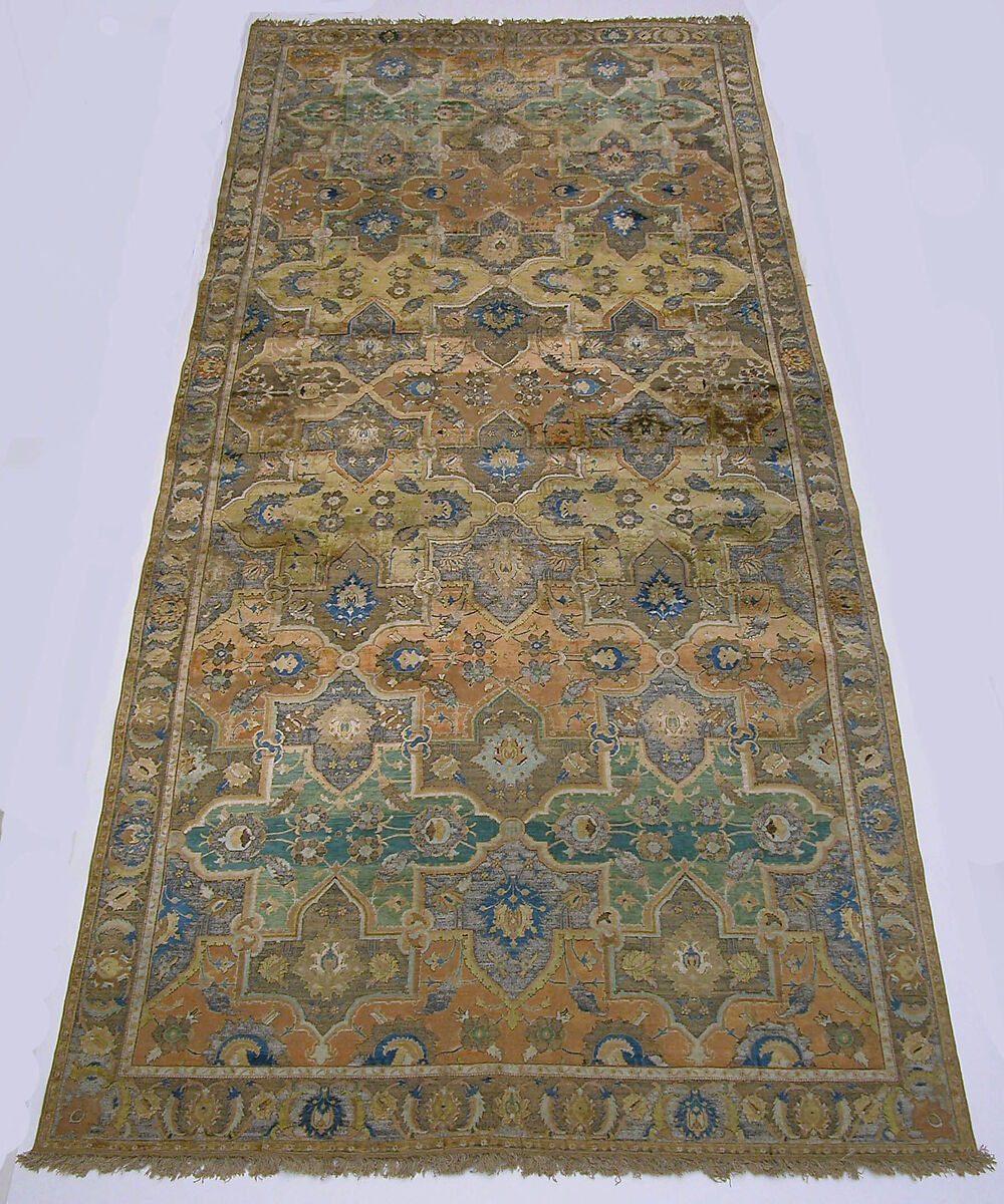 Polonaise Carpet, Cotton (warp and weft), silk (weft and pile), metal wrapped thread; asymmetrically knotted pile, brocaded