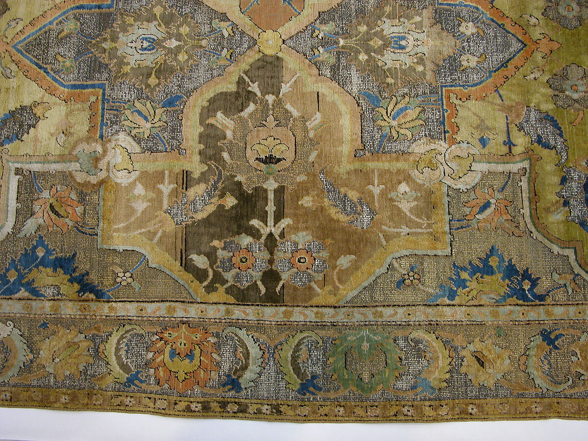Polonaise Carpet, Cotton (warp and weft), silk (weft and pile), metal wrapped thread; asymmetrically knotted pile, brocaded