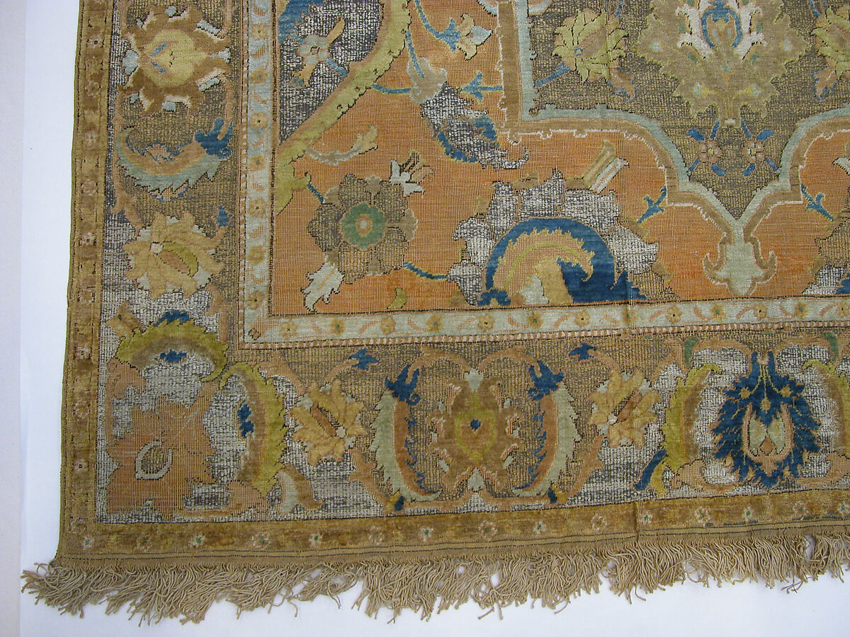 Polonaise Carpet, Cotton (warp and weft), silk (weft and pile), metal wrapped thread; asymmetrically knotted pile, brocaded