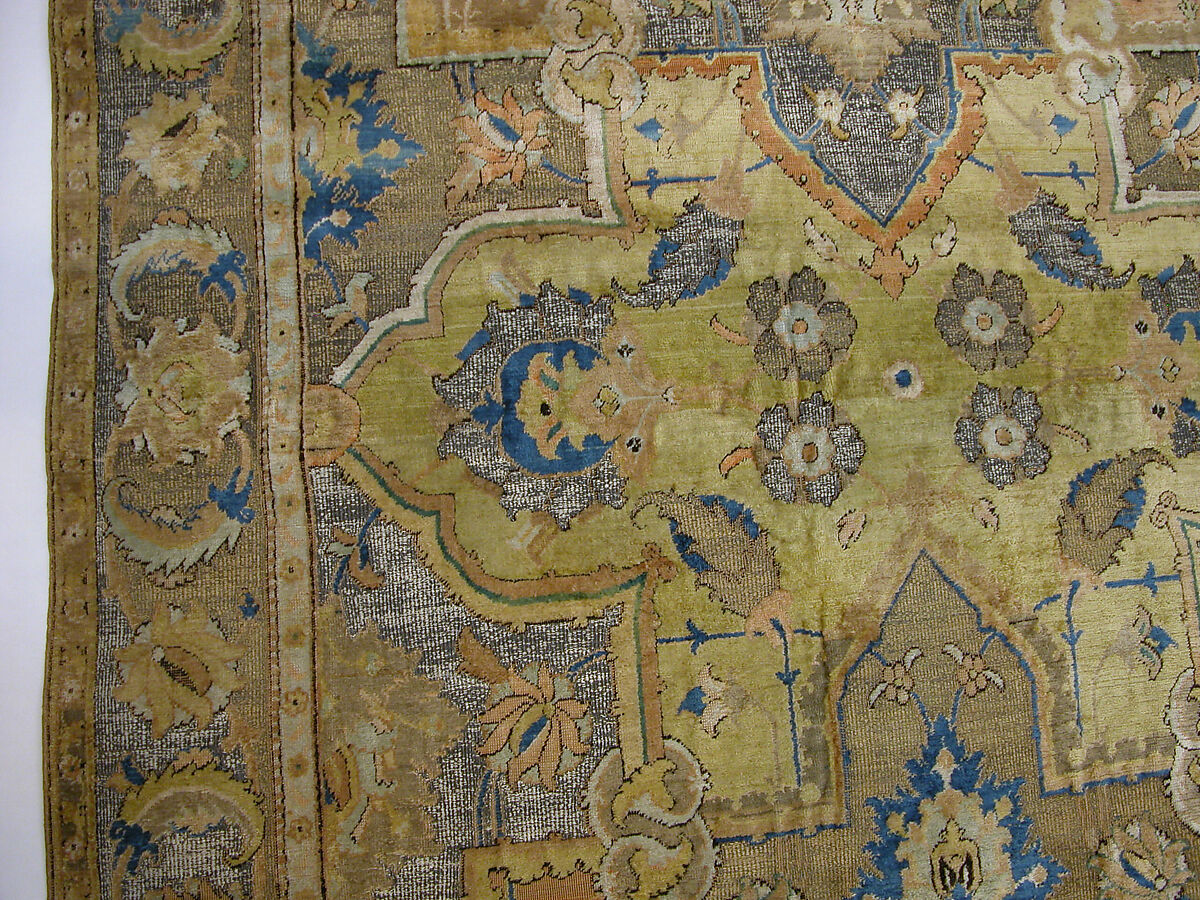 Polonaise Carpet, Cotton (warp and weft), silk (weft and pile), metal wrapped thread; asymmetrically knotted pile, brocaded