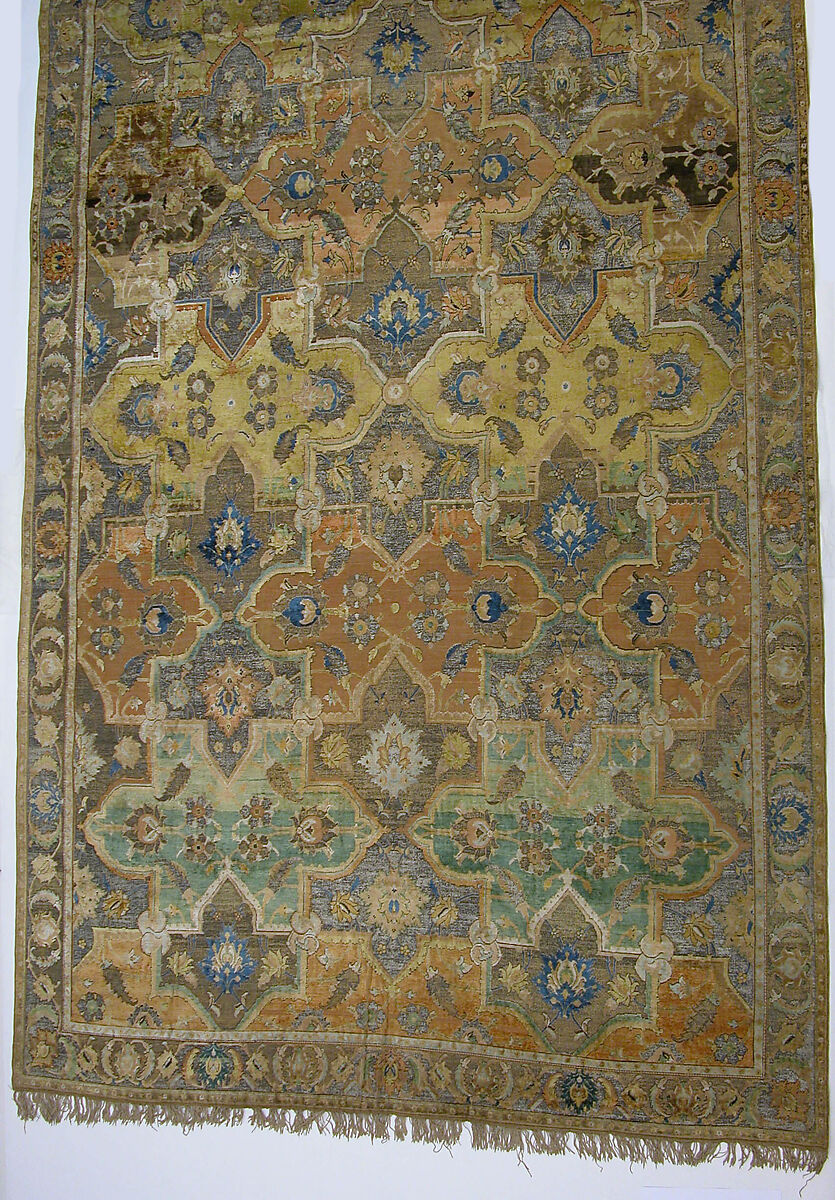 Polonaise Carpet, Cotton (warp and weft), silk (weft and pile), metal wrapped thread; asymmetrically knotted pile, brocaded
