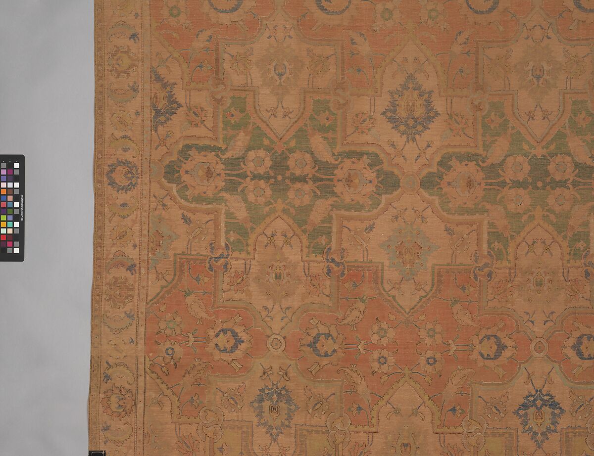 Polonaise Carpet, Cotton (warp and weft), silk (weft and pile), metal wrapped thread; asymmetrically knotted pile, brocaded