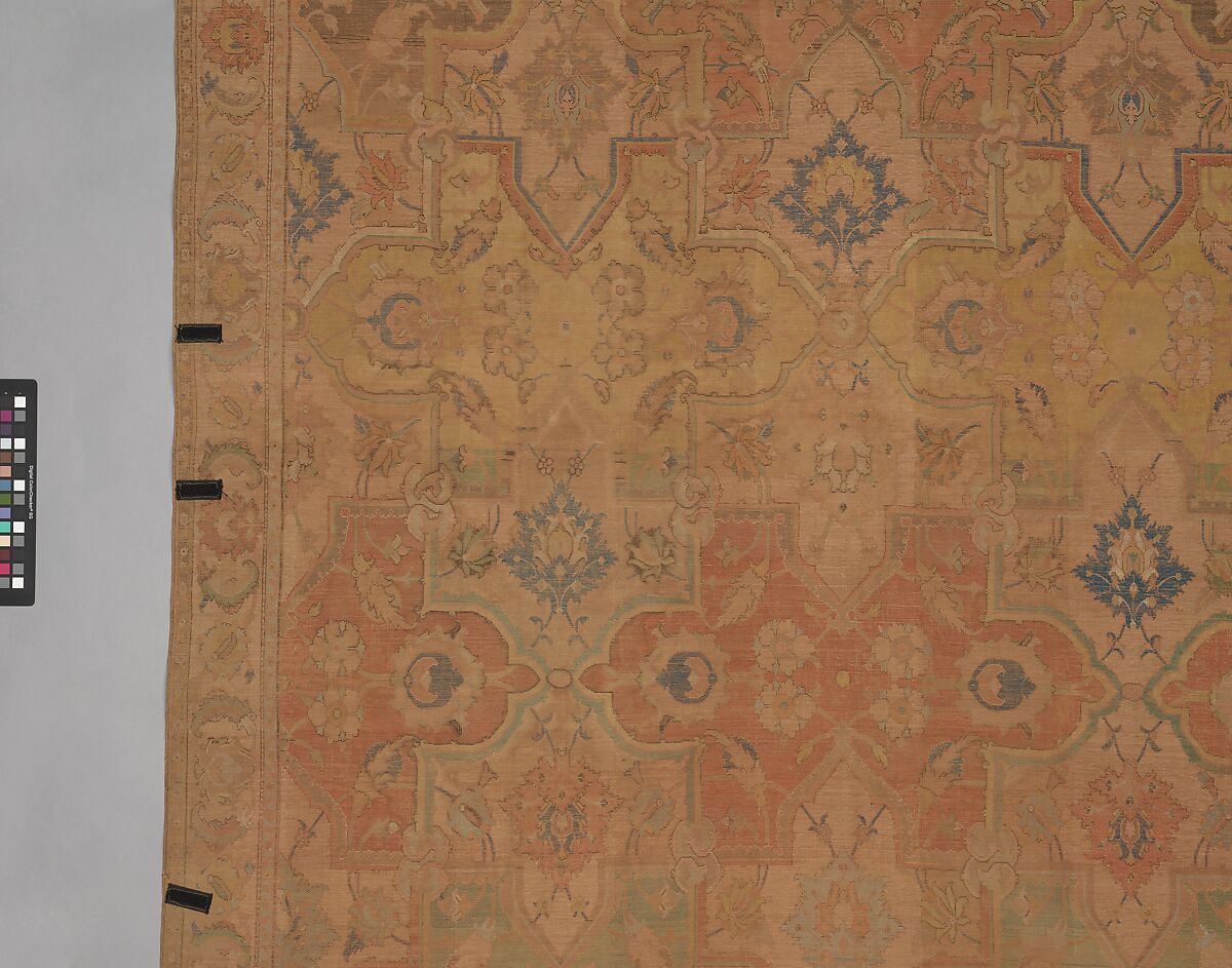 Polonaise Carpet, Cotton (warp and weft), silk (weft and pile), metal wrapped thread; asymmetrically knotted pile, brocaded