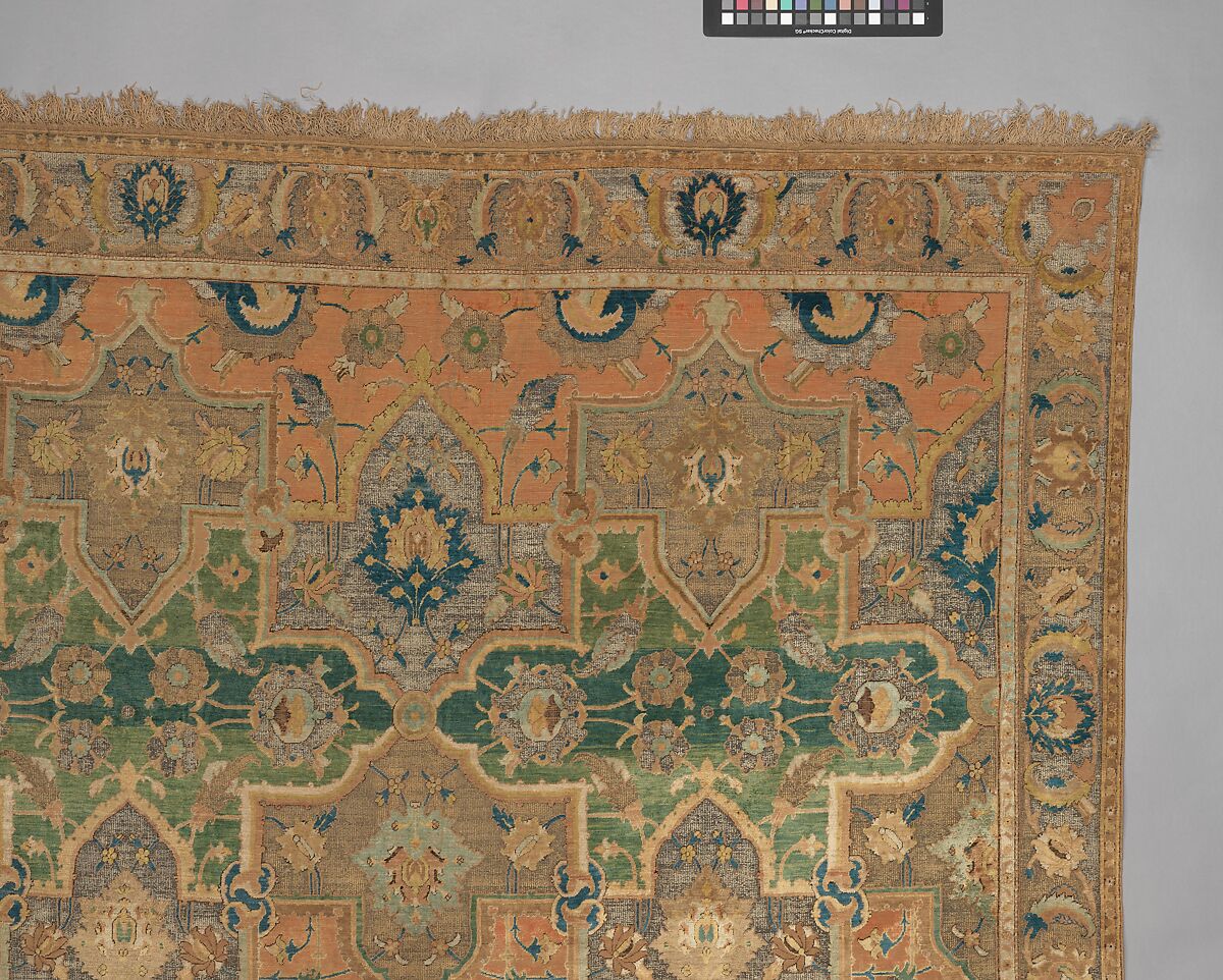 Polonaise Carpet, Cotton (warp and weft), silk (weft and pile), metal wrapped thread; asymmetrically knotted pile, brocaded