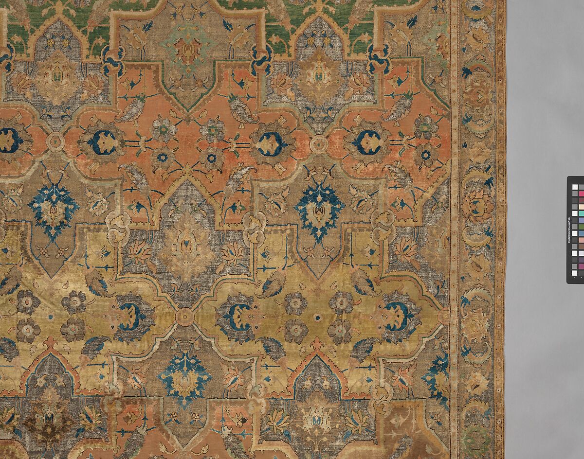 Polonaise Carpet, Cotton (warp and weft), silk (weft and pile), metal wrapped thread; asymmetrically knotted pile, brocaded