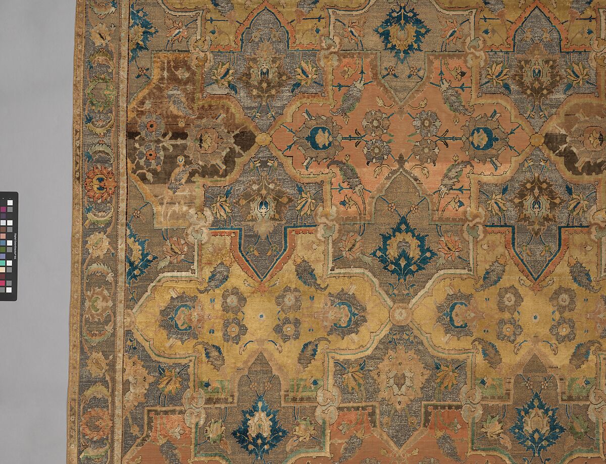 Polonaise Carpet, Cotton (warp and weft), silk (weft and pile), metal wrapped thread; asymmetrically knotted pile, brocaded