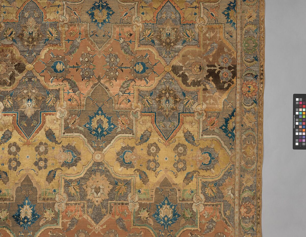Polonaise Carpet, Cotton (warp and weft), silk (weft and pile), metal wrapped thread; asymmetrically knotted pile, brocaded