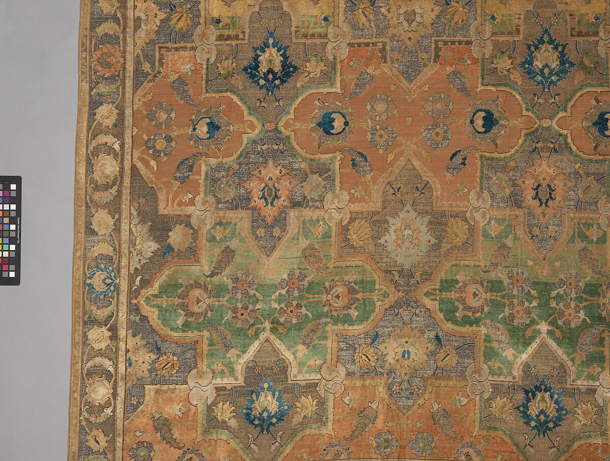 Polonaise Carpet, Cotton (warp and weft), silk (weft and pile), metal wrapped thread; asymmetrically knotted pile, brocaded