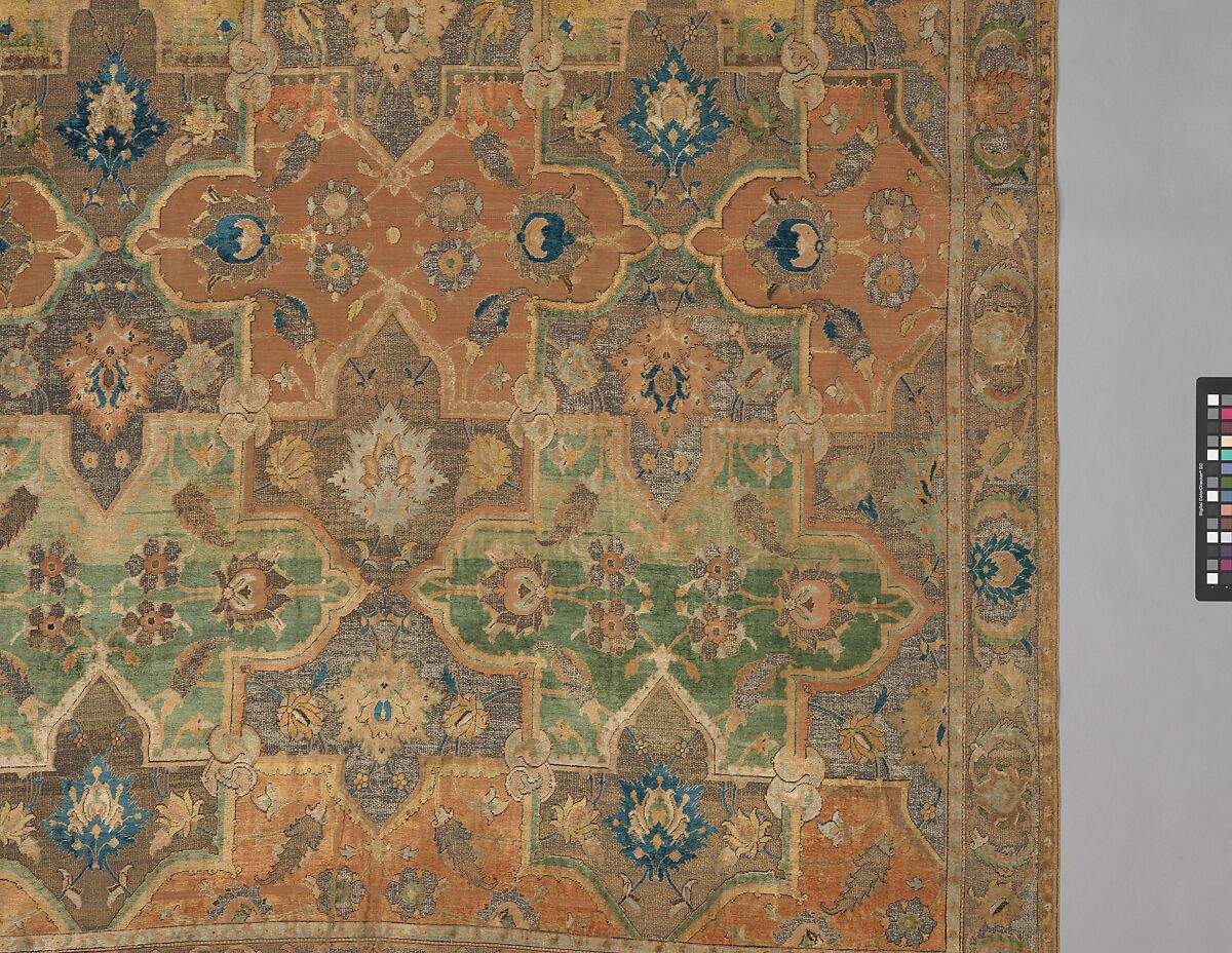 Polonaise Carpet, Cotton (warp and weft), silk (weft and pile), metal wrapped thread; asymmetrically knotted pile, brocaded