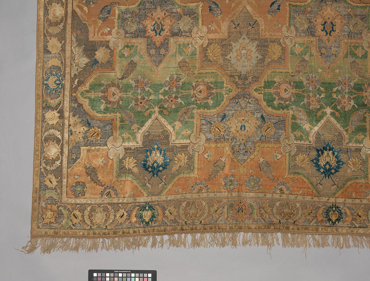Polonaise Carpet, Cotton (warp and weft), silk (weft and pile), metal wrapped thread; asymmetrically knotted pile, brocaded