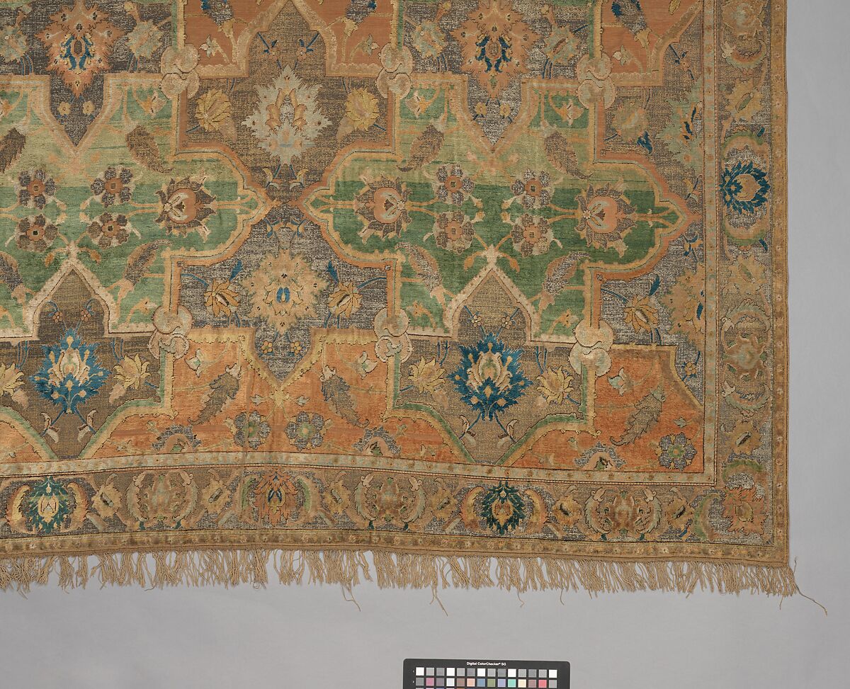 Polonaise Carpet, Cotton (warp and weft), silk (weft and pile), metal wrapped thread; asymmetrically knotted pile, brocaded