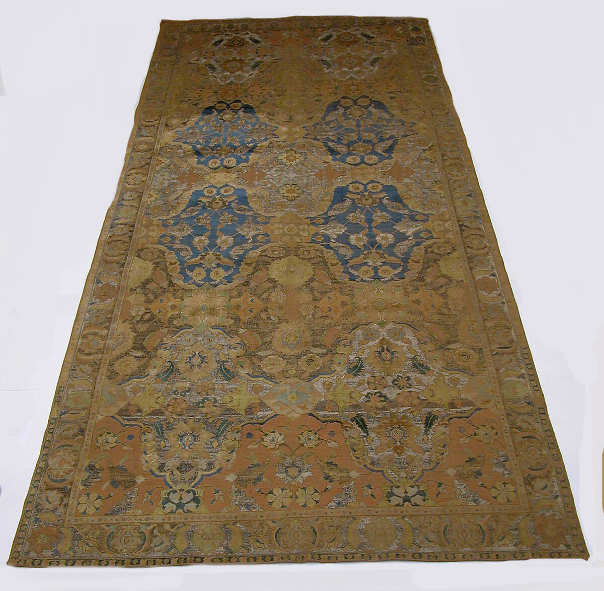 'Polonaise' Carpet, Cotton (warp and weft), silk (weft and pile), metal wrapped thread; asymmetrically knotted pile, brocaded