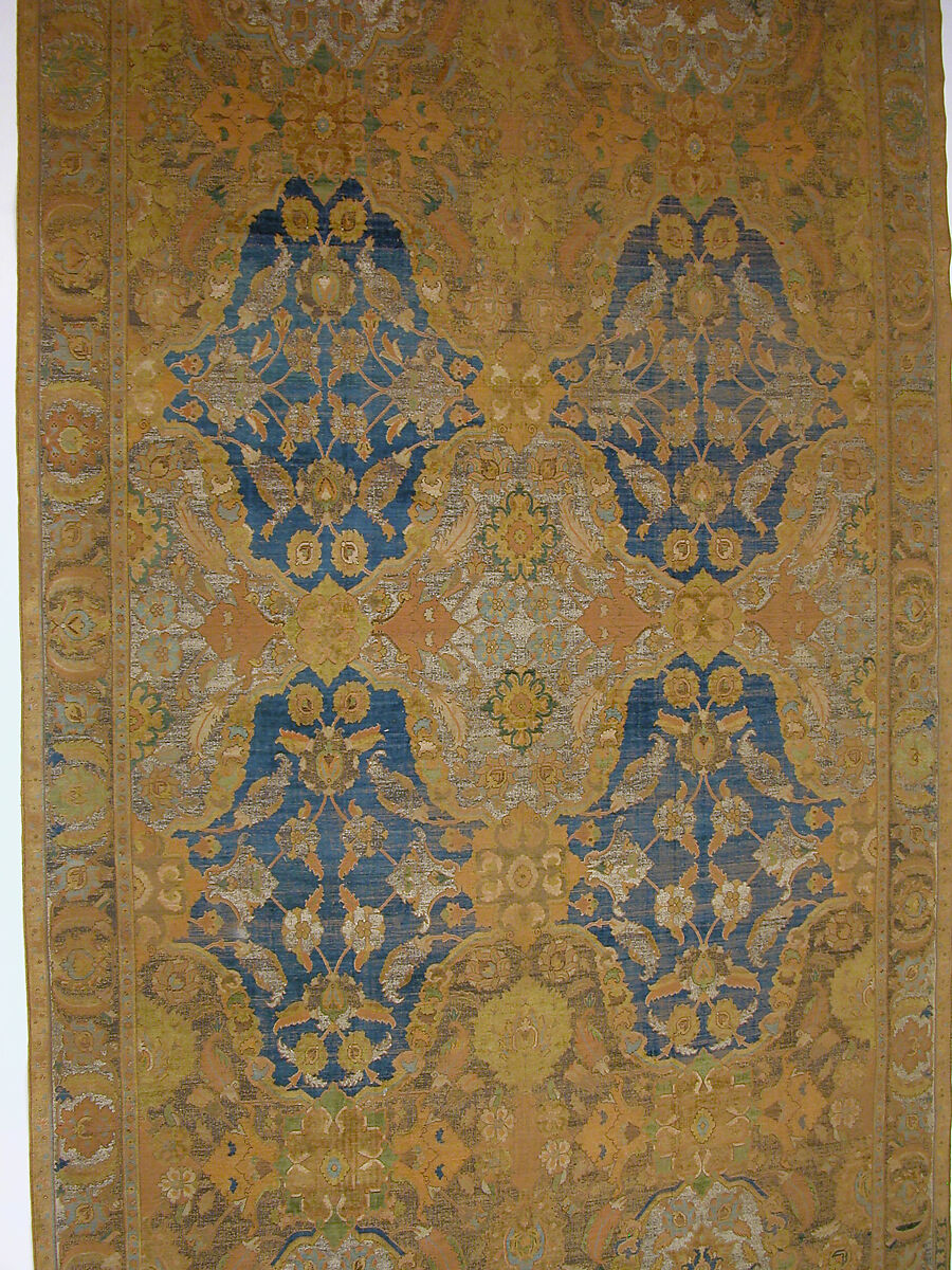 'Polonaise' Carpet, Cotton (warp and weft), silk (weft and pile), metal wrapped thread; asymmetrically knotted pile, brocaded