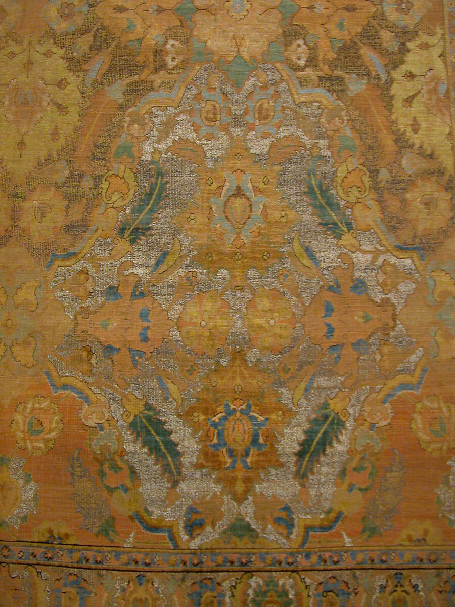 'Polonaise' Carpet, Cotton (warp and weft), silk (weft and pile), metal wrapped thread; asymmetrically knotted pile, brocaded