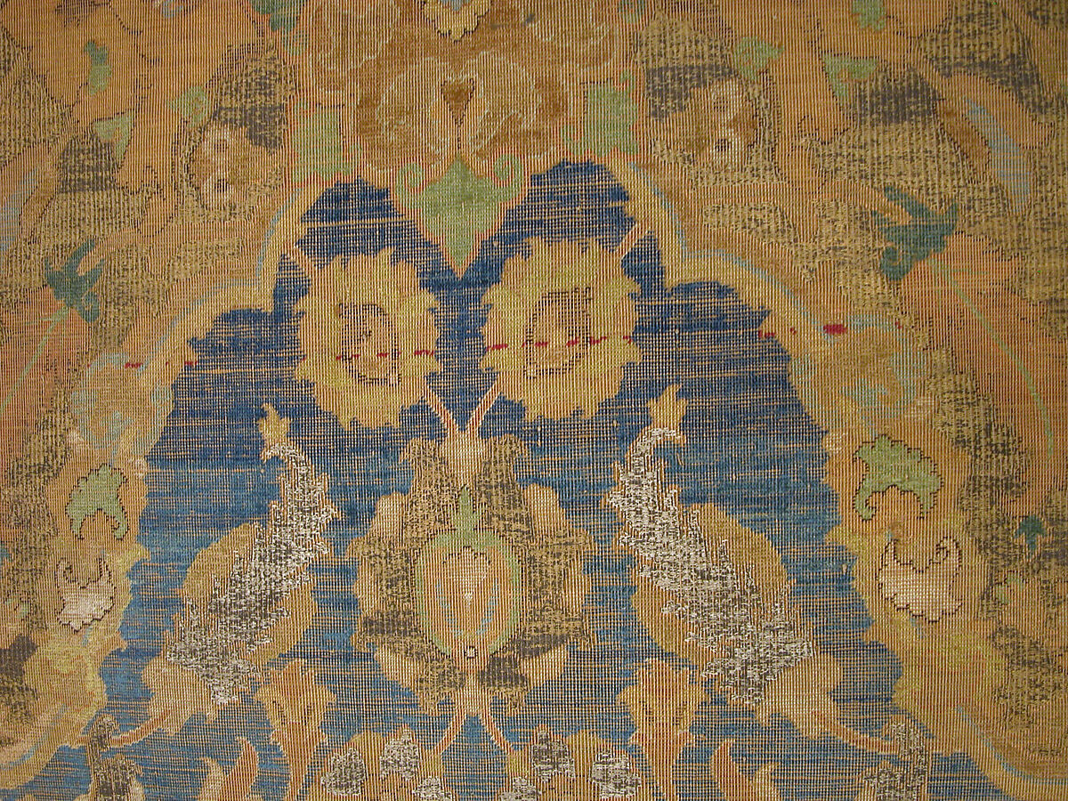 'Polonaise' Carpet, Cotton (warp and weft), silk (weft and pile), metal wrapped thread; asymmetrically knotted pile, brocaded