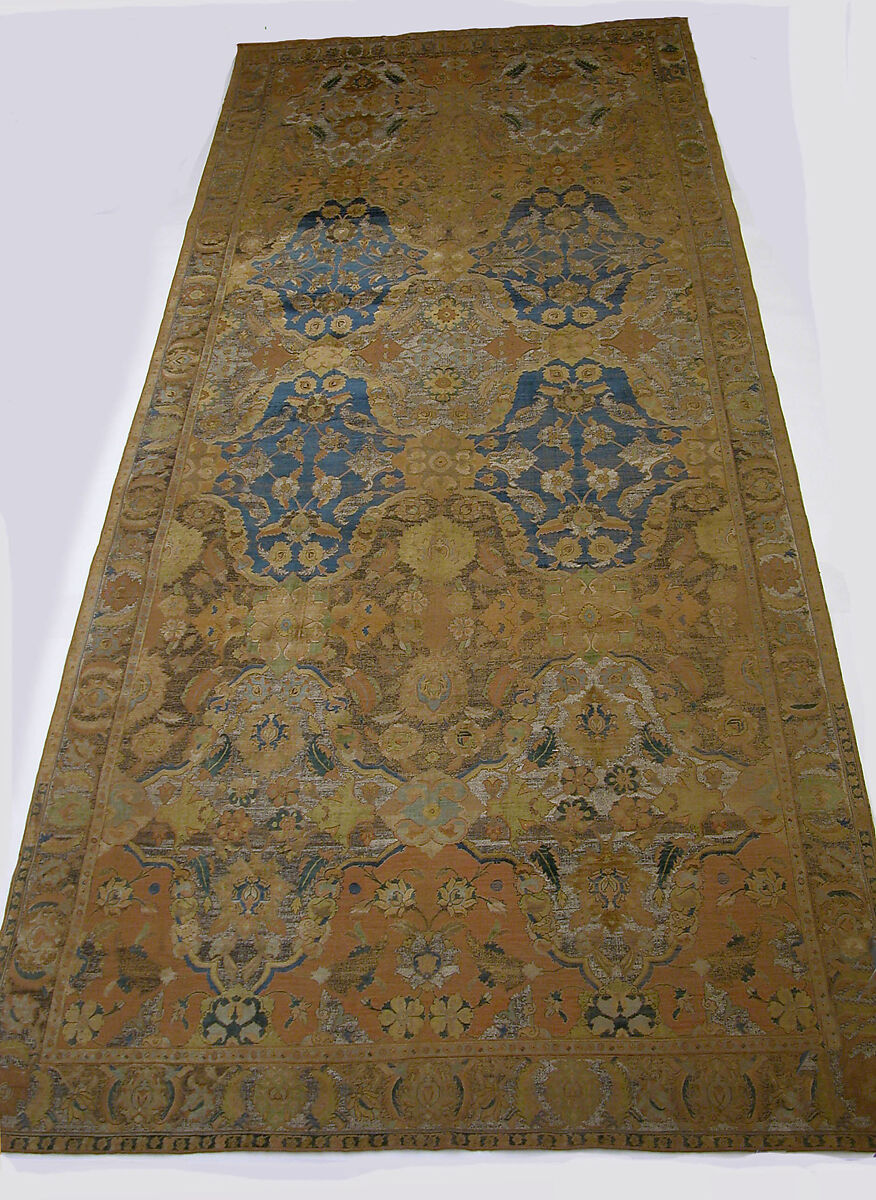 'Polonaise' Carpet, Cotton (warp and weft), silk (weft and pile), metal wrapped thread; asymmetrically knotted pile, brocaded