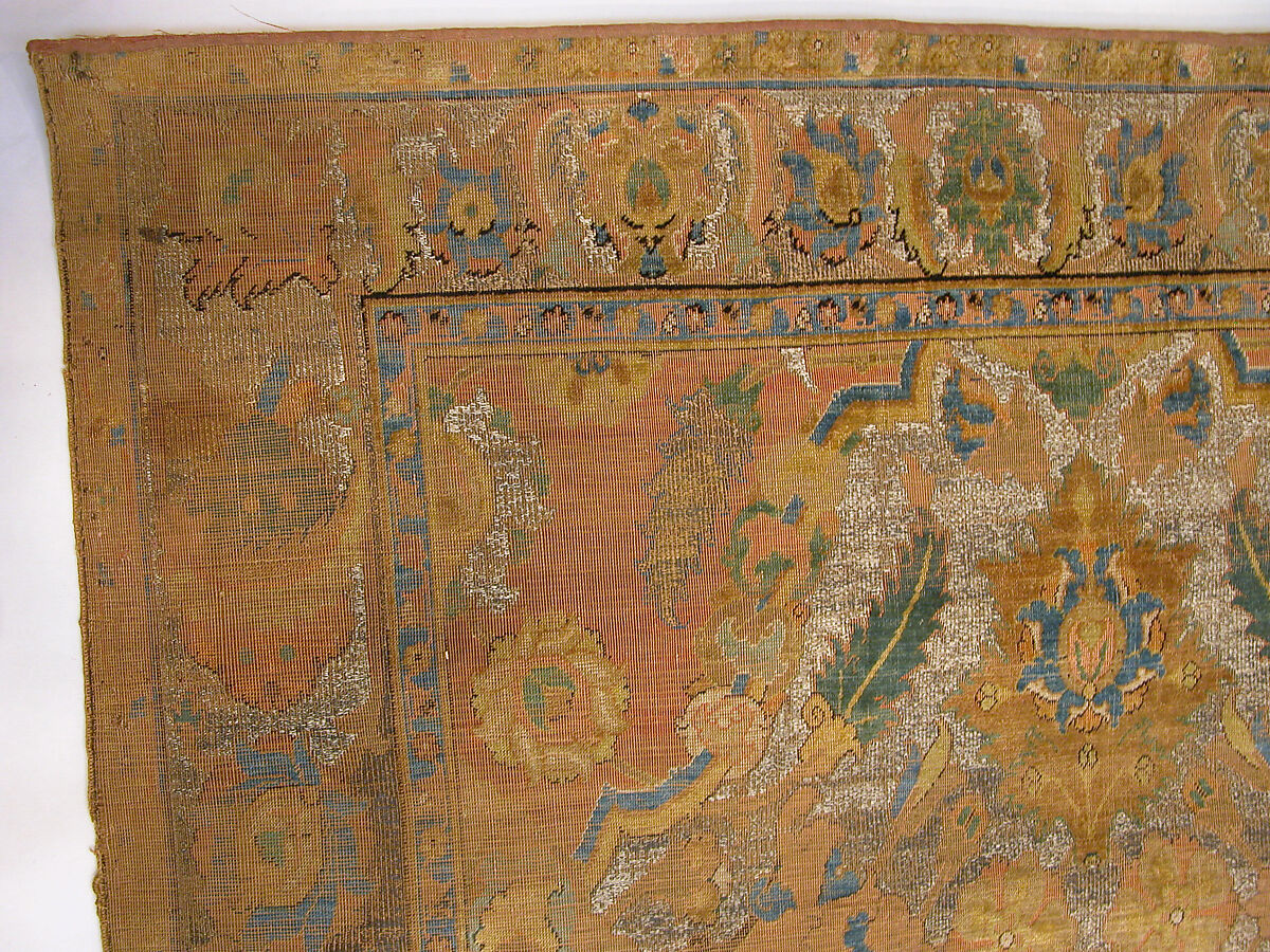 'Polonaise' Carpet, Cotton (warp and weft), silk (weft and pile), metal wrapped thread; asymmetrically knotted pile, brocaded