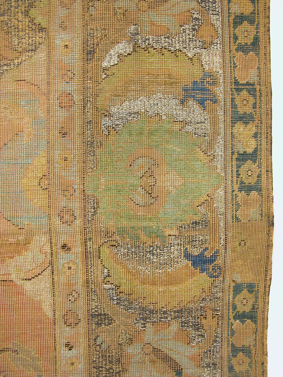 'Polonaise' Carpet, Cotton (warp and weft), silk (weft and pile), metal wrapped thread; asymmetrically knotted pile, brocaded