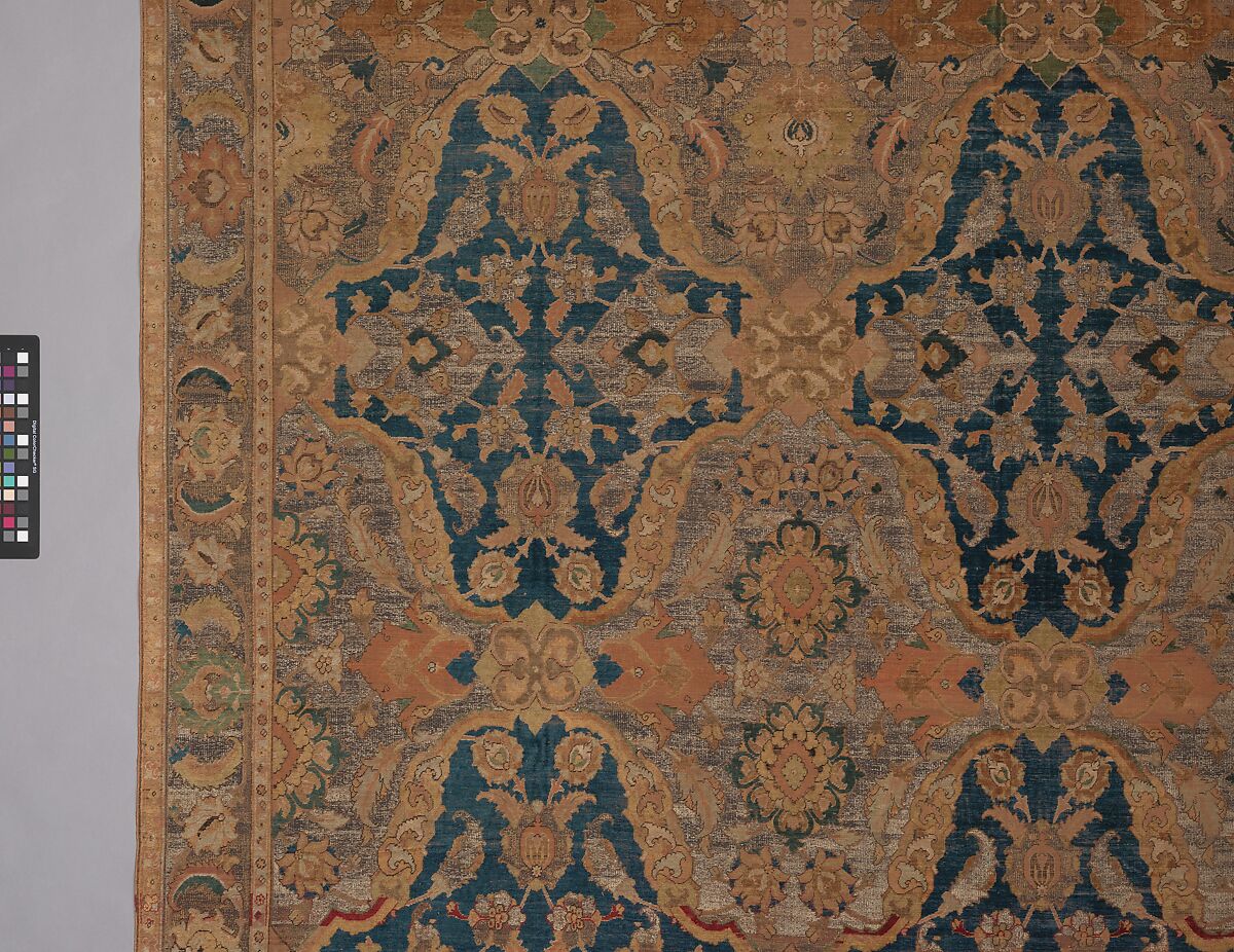 'Polonaise' Carpet, Cotton (warp and weft), silk (weft and pile), metal wrapped thread; asymmetrically knotted pile, brocaded