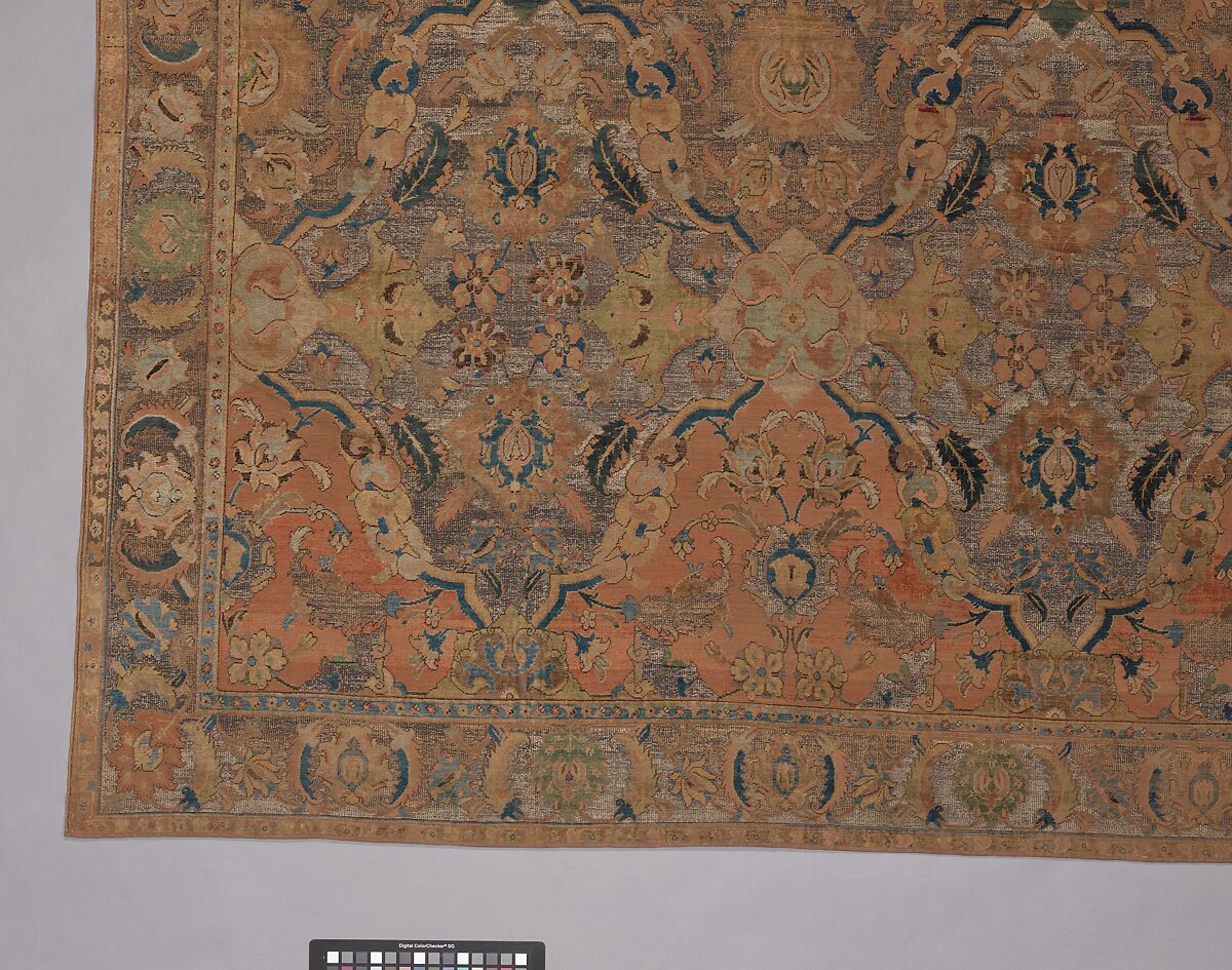 'Polonaise' Carpet, Cotton (warp and weft), silk (weft and pile), metal wrapped thread; asymmetrically knotted pile, brocaded
