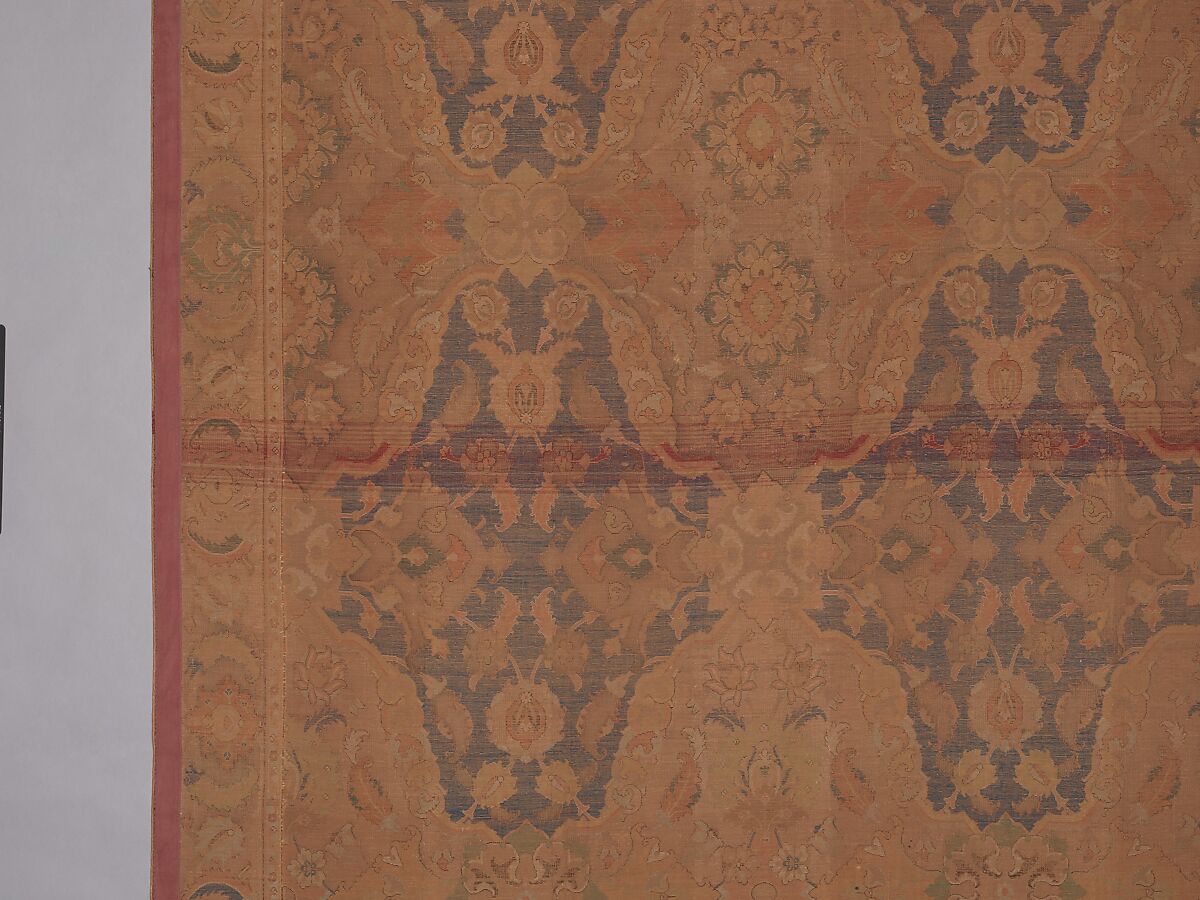 'Polonaise' Carpet, Cotton (warp and weft), silk (weft and pile), metal wrapped thread; asymmetrically knotted pile, brocaded