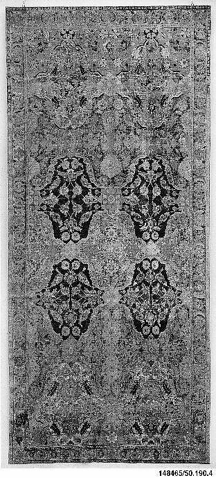 'Polonaise' Carpet, Cotton (warp and weft), silk (weft and pile), metal wrapped thread; asymmetrically knotted pile, brocaded