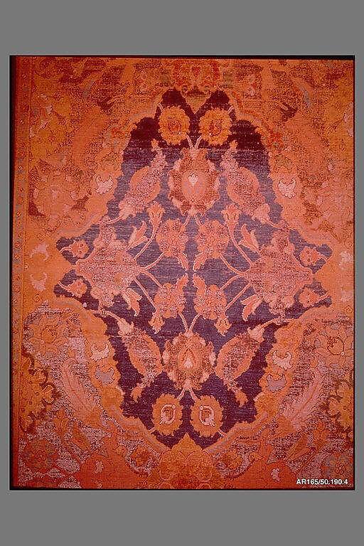 'Polonaise' Carpet, Cotton (warp and weft), silk (weft and pile), metal wrapped thread; asymmetrically knotted pile, brocaded