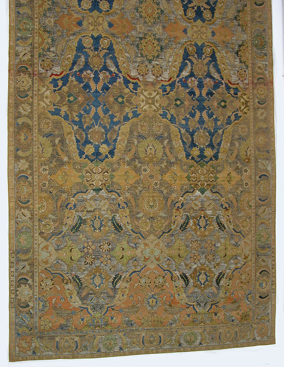 'Polonaise' Carpet, Cotton (warp and weft), silk (weft and pile), metal wrapped thread; asymmetrically knotted pile, brocaded