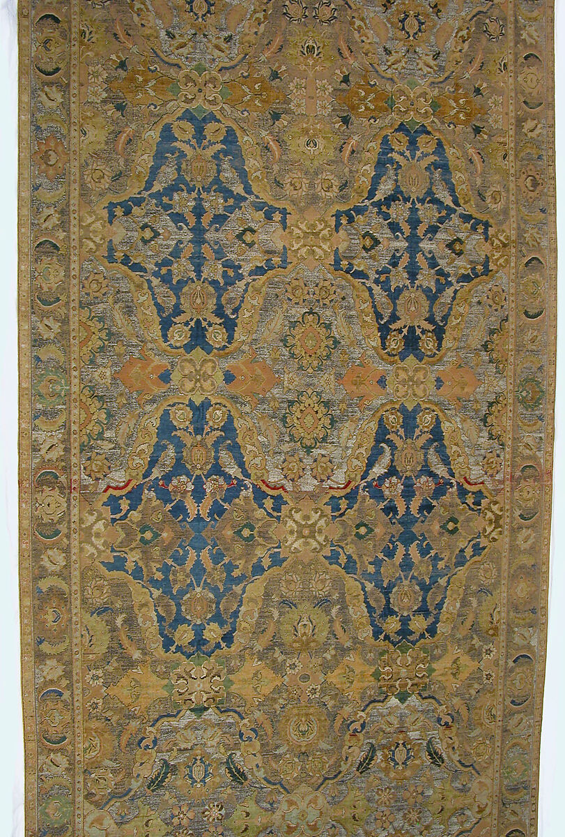 'Polonaise' Carpet, Cotton (warp and weft), silk (weft and pile), metal wrapped thread; asymmetrically knotted pile, brocaded
