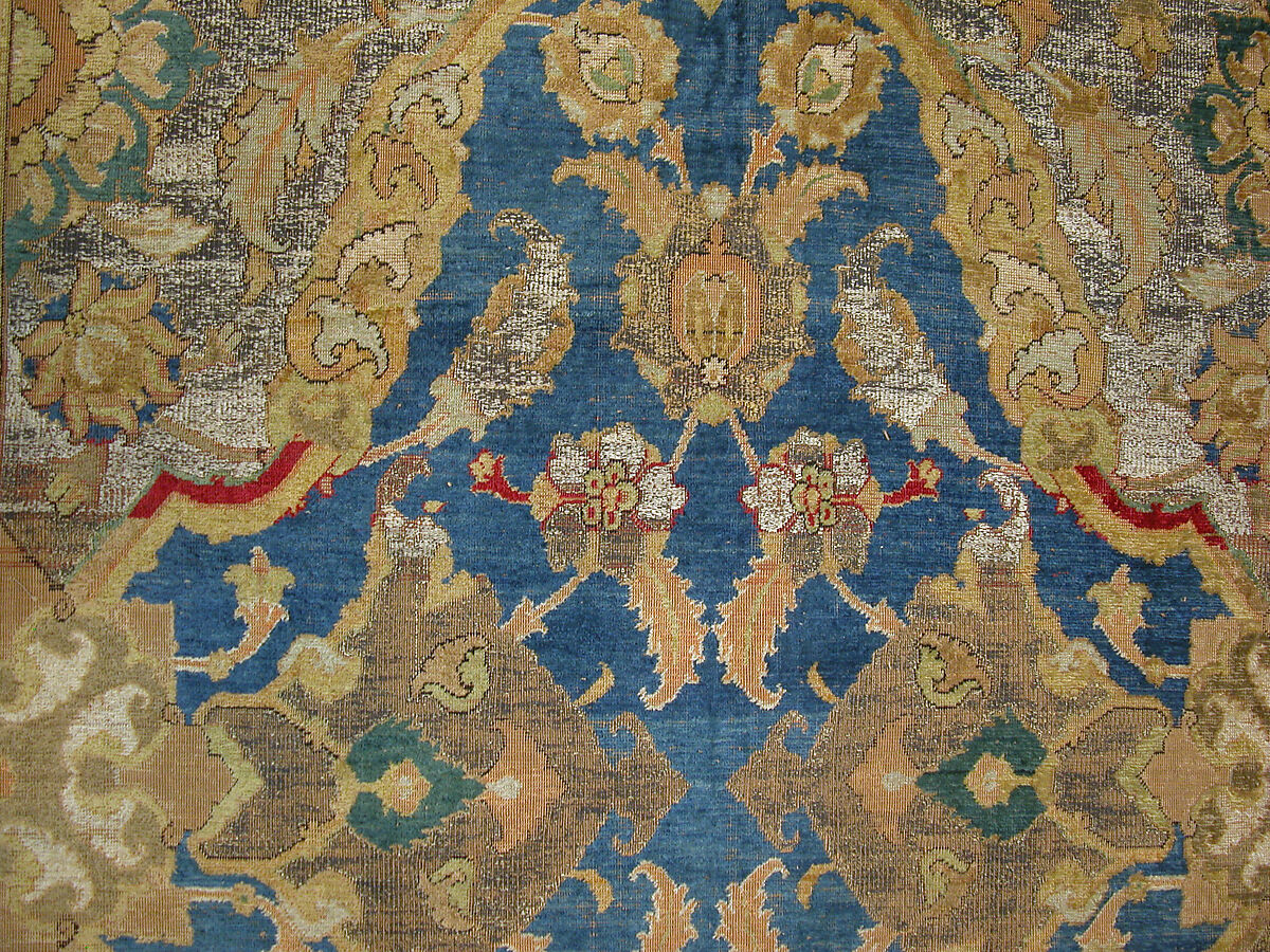 'Polonaise' Carpet, Cotton (warp and weft), silk (weft and pile), metal wrapped thread; asymmetrically knotted pile, brocaded