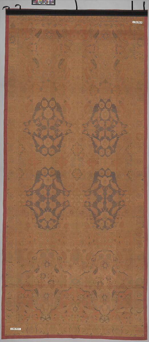 'Polonaise' Carpet, Cotton (warp and weft), silk (weft and pile), metal wrapped thread; asymmetrically knotted pile, brocaded