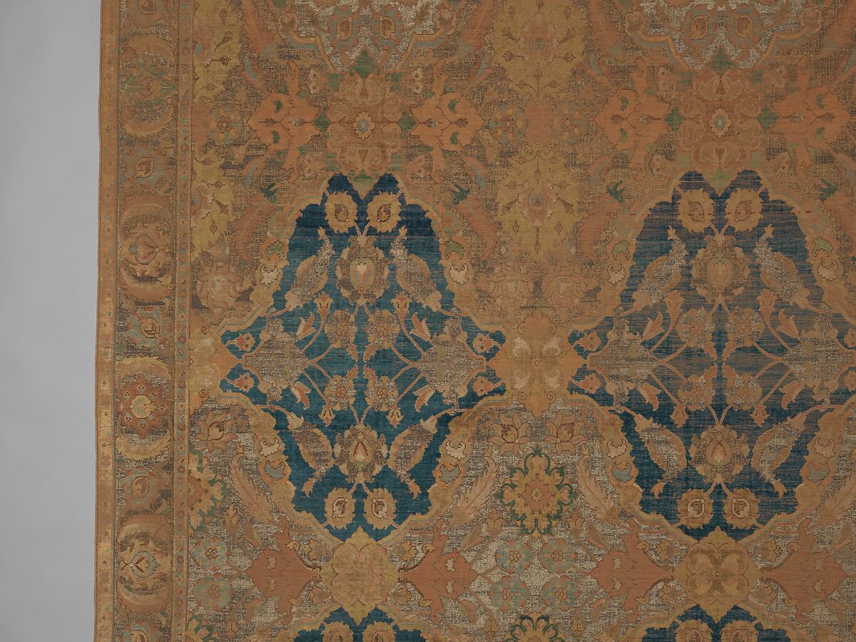 'Polonaise' Carpet, Cotton (warp and weft), silk (weft and pile), metal wrapped thread; asymmetrically knotted pile, brocaded