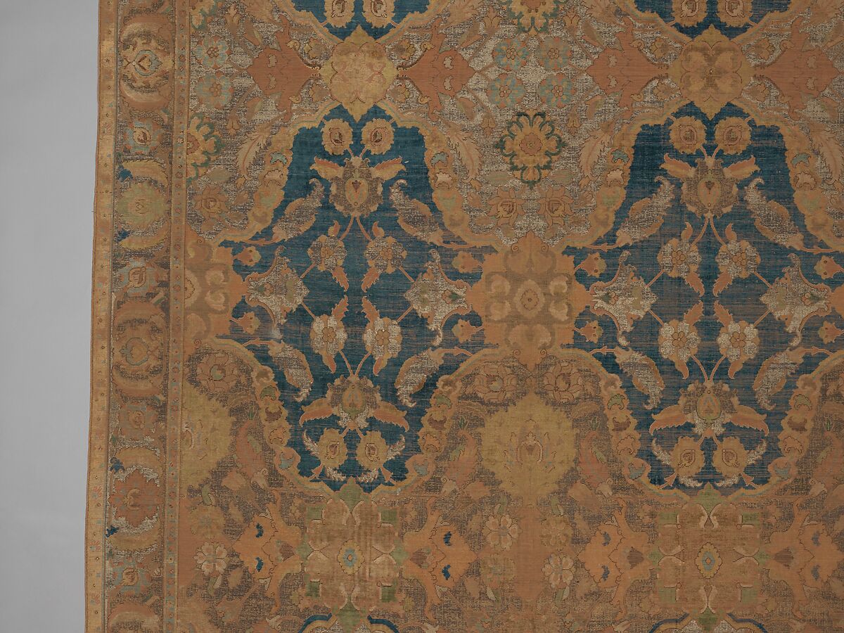 'Polonaise' Carpet, Cotton (warp and weft), silk (weft and pile), metal wrapped thread; asymmetrically knotted pile, brocaded