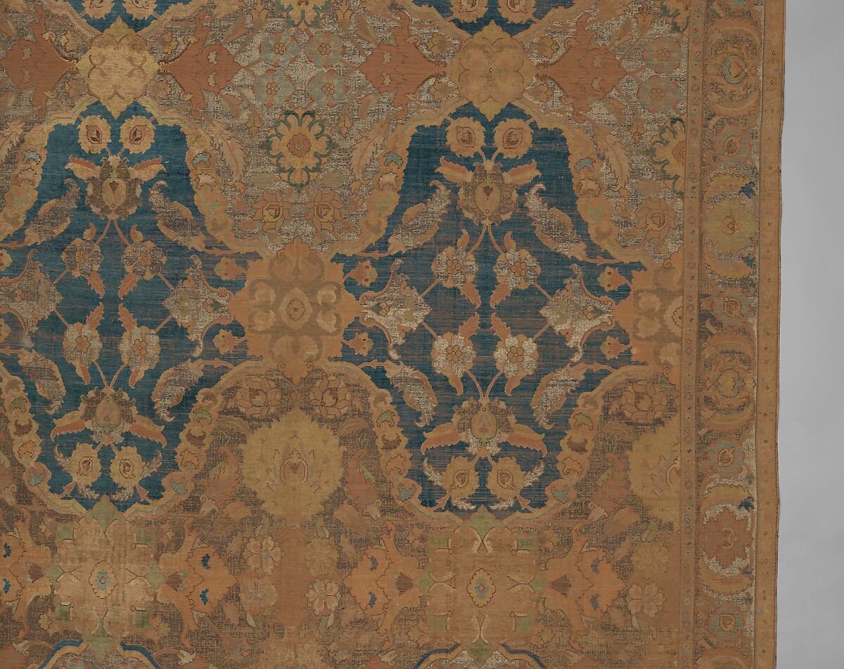 'Polonaise' Carpet, Cotton (warp and weft), silk (weft and pile), metal wrapped thread; asymmetrically knotted pile, brocaded