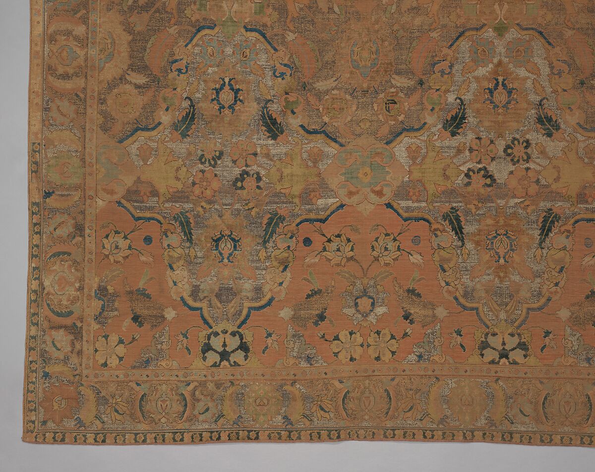 'Polonaise' Carpet, Cotton (warp and weft), silk (weft and pile), metal wrapped thread; asymmetrically knotted pile, brocaded