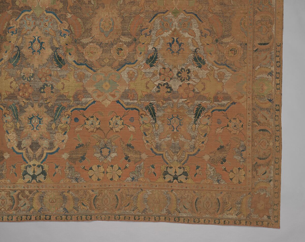 'Polonaise' Carpet, Cotton (warp and weft), silk (weft and pile), metal wrapped thread; asymmetrically knotted pile, brocaded