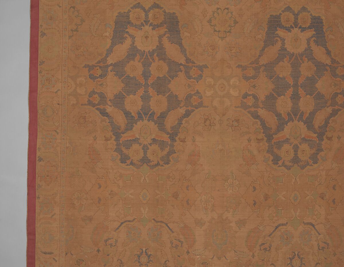 'Polonaise' Carpet, Cotton (warp and weft), silk (weft and pile), metal wrapped thread; asymmetrically knotted pile, brocaded