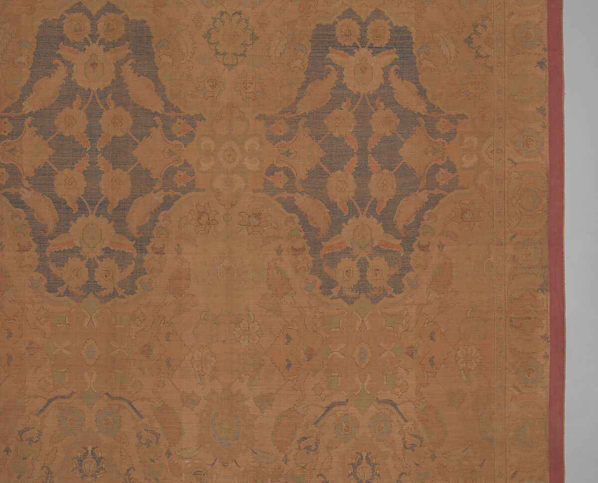 'Polonaise' Carpet, Cotton (warp and weft), silk (weft and pile), metal wrapped thread; asymmetrically knotted pile, brocaded